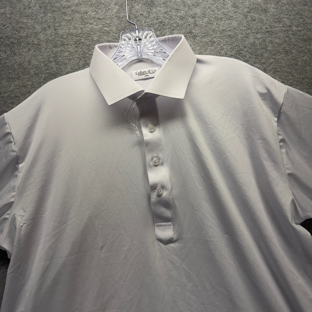 Collars & Co Dress Collar Polo Shirt Mens Large White Featherweight Performance